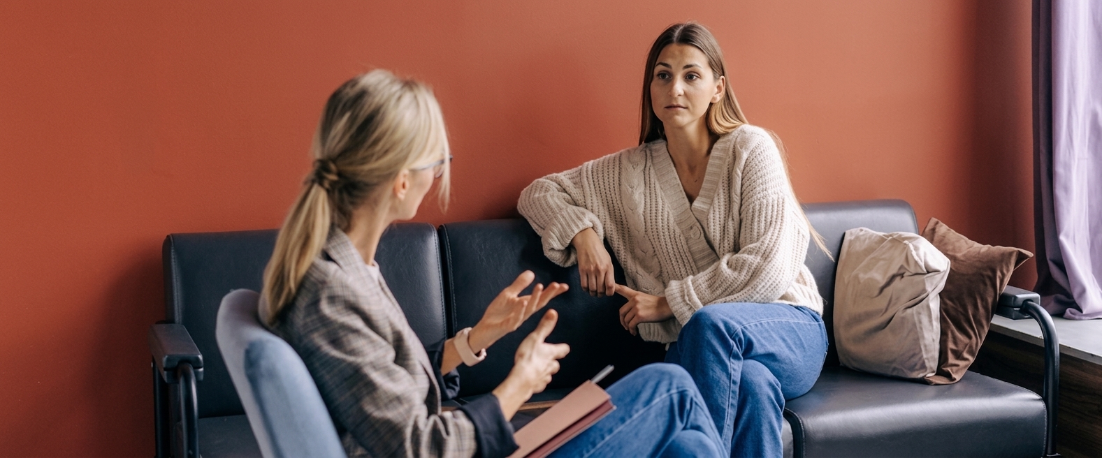 One-on-one therapy consultation in a calm, supportive setting